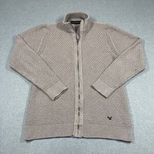Mario Zegnoti Sweater Mens Medium Brown Gold The Cut Jewel Knit Front Full Zip